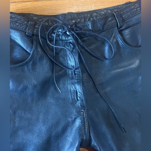 Screamin’ Eagle Women’s Black Leather Motorcycle Riding Pants Size 10 EUC - Picture 7 of 8